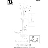 Lampa podłogowa Tommy | 5 punktów, czarny/złoty | Reality