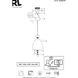 Lampa wisząca skandynawska Jagger biała - Reality | Kup teraz