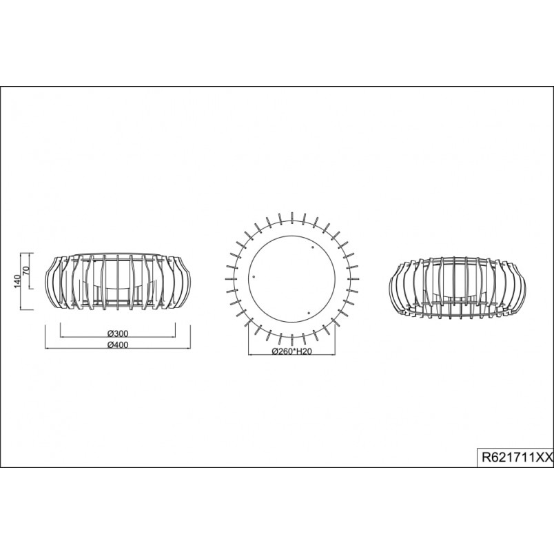Plafon drewniany Monte 40cm LED | Skandynawski design