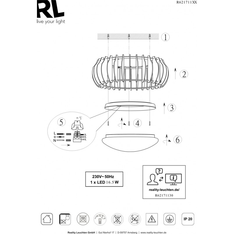 Plafon drewniany Monte 40cm LED | Skandynawski design