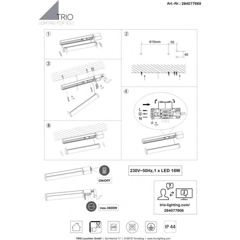Kinkiet łazienkowy LED Trio Piera 79cm Chrom | Sklep z oświetleniem
