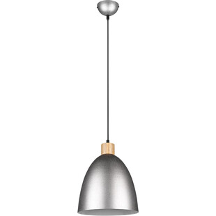 Lampa wisząca loft Reality Jagger | Srebrna z drewnem - Kup teraz!