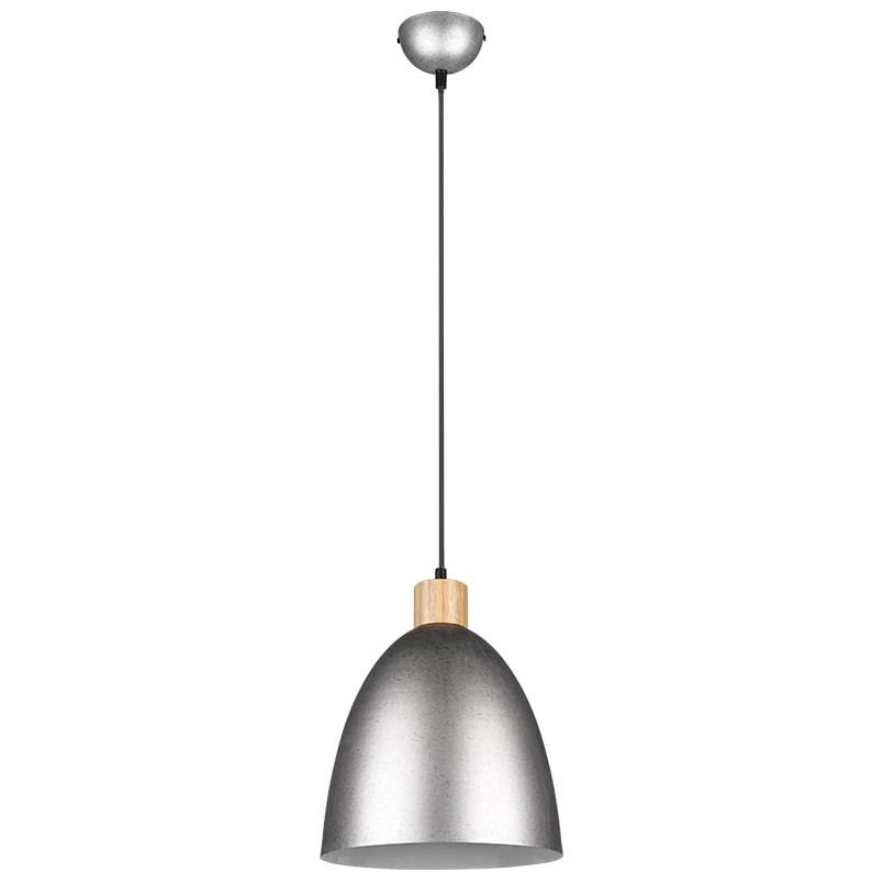 Lampa wisząca loft Reality Jagger | Srebrna z drewnem - Kup teraz!