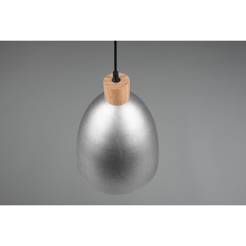 Lampa wisząca loft Reality Jagger | Srebrna z drewnem - Kup teraz!