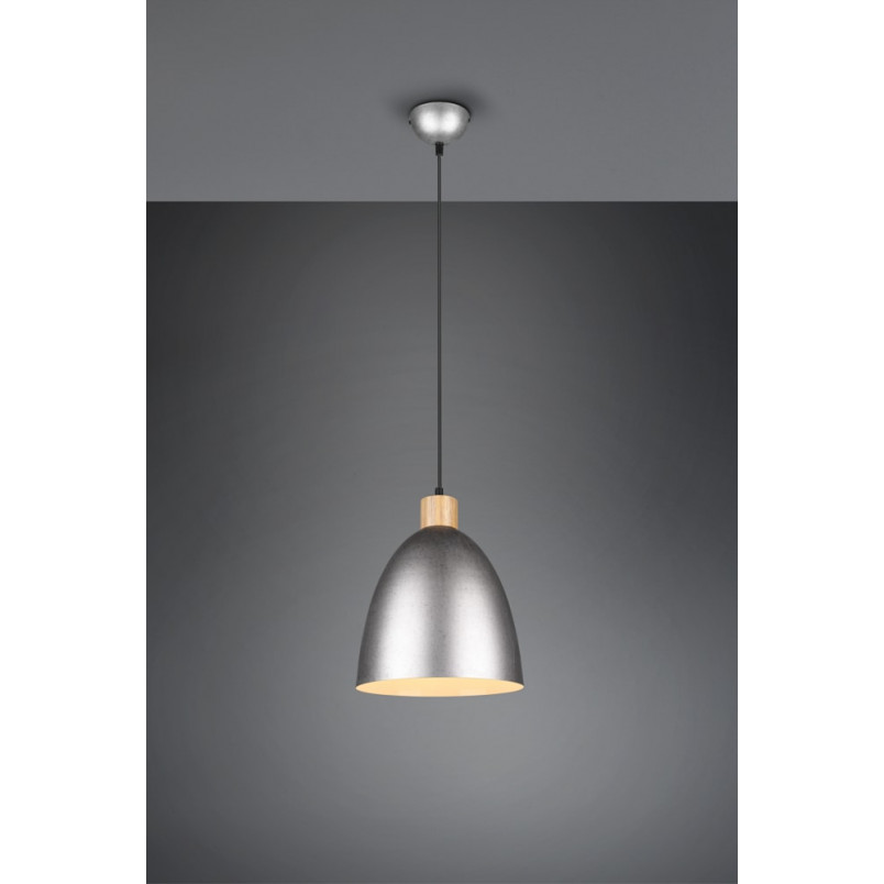 Lampa wisząca loft Reality Jagger | Srebrna z drewnem - Kup teraz!