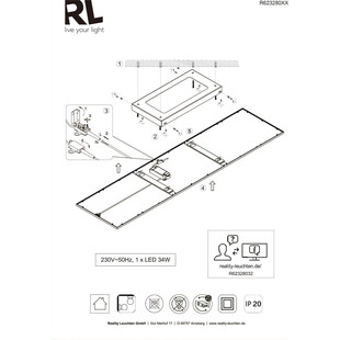 Plafon LED Alpha 80cm Czarny | Reality - Oświetlenie