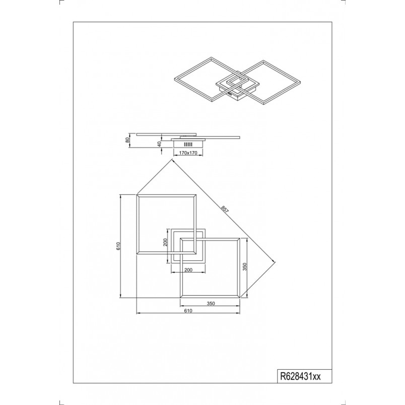Plafon LED czarny Reality Arribo 61cm - Nowoczesne oświetlenie