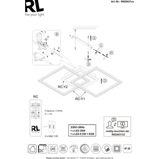 Plafon LED czarny Reality Arribo 61cm - Nowoczesne oświetlenie