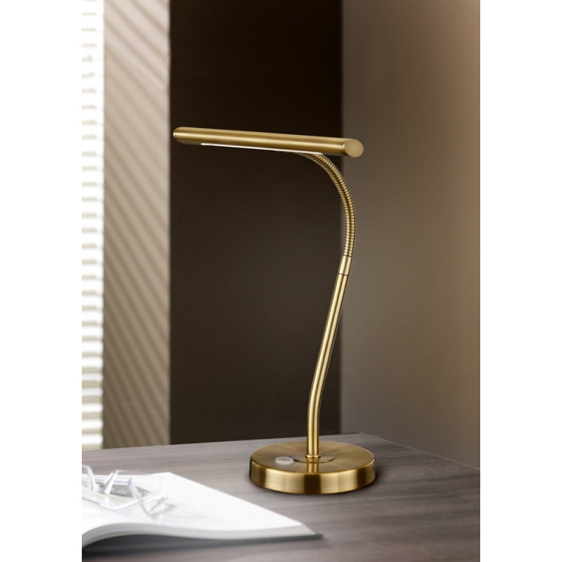 Lampa biurkowa antyczna Curtis Trio - Mosiądz, LED | Sklep