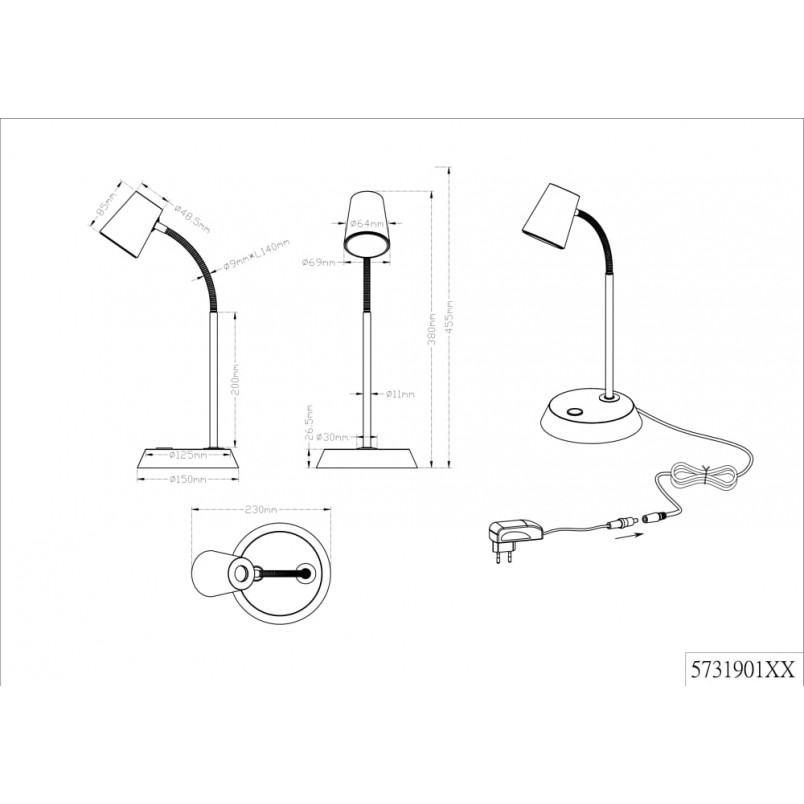 Lampa biurkowa Narcos LED - Nowoczesny design | Trio