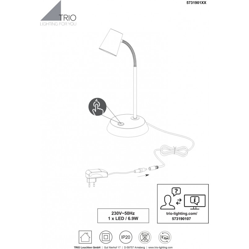 Lampa biurkowa Narcos LED - Nowoczesny design | Trio