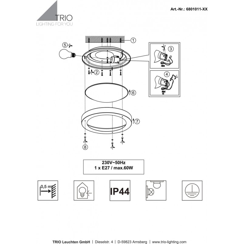 Plafon ogrodowy Condus Trio | Czarny, IP44 | Sklep z lampami