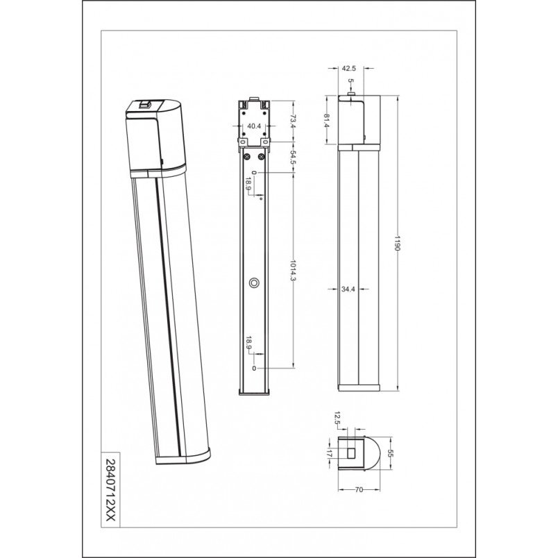 Kinkiet LED Piera Trio | Czarny | 119cm | IP44