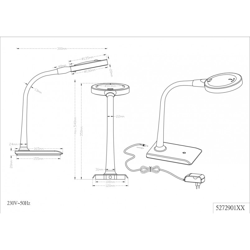 Lampa biurkowa Lupo LED biała Trio - Nowoczesne oświetlenie