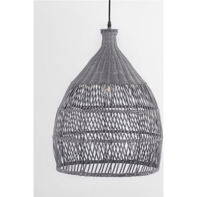 Lampa wisząca rattanowa boho Tanic szara | Decolab24