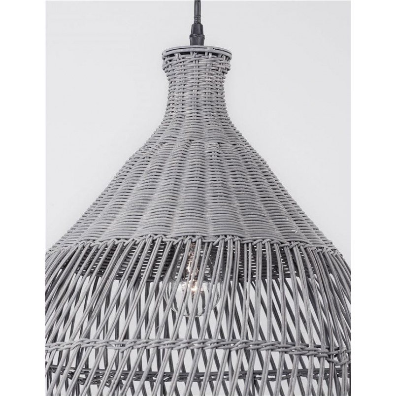 Lampa wisząca rattanowa boho Tanic szara | Decolab24