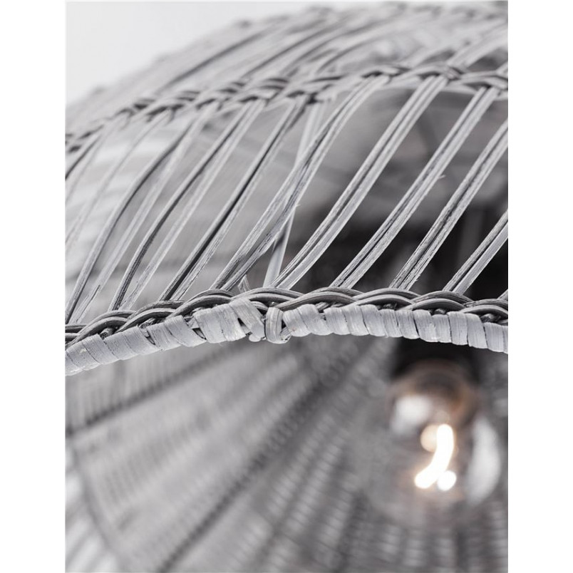 Lampa wisząca rattanowa boho Tanic szara | Decolab24
