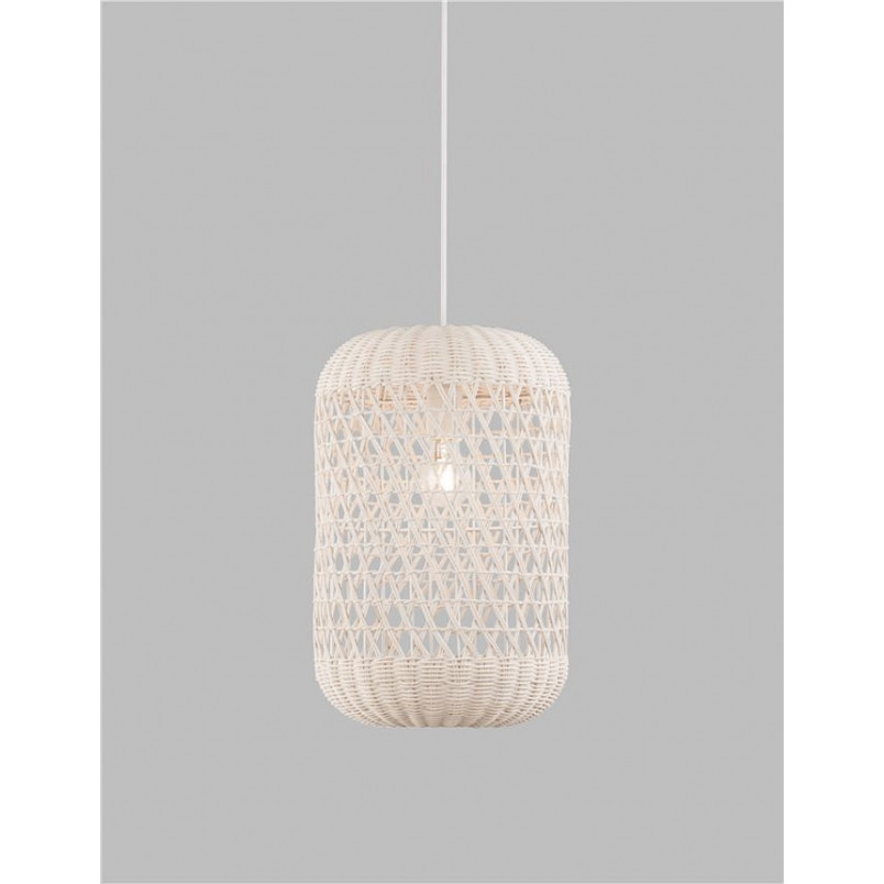 Lampa rattanowa boho Penida Long - Decolab24 | Biała