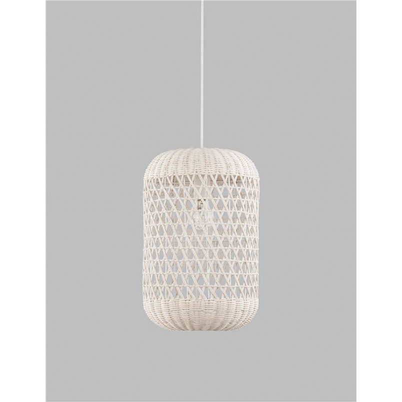 Lampa rattanowa boho Penida Long - Decolab24 | Biała