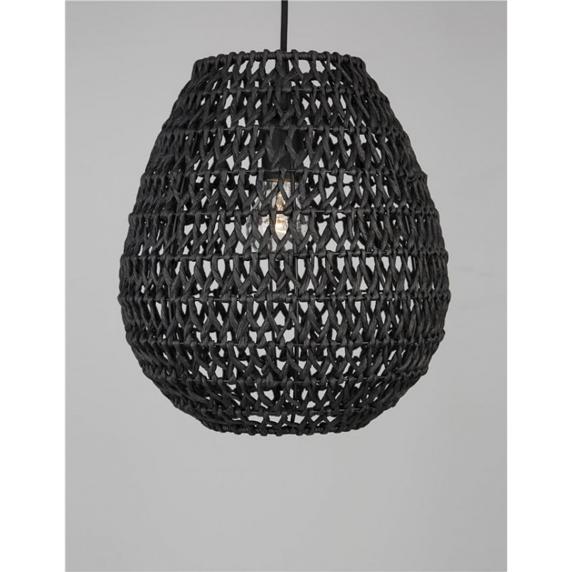 Lampa rattanowa wisząca Lombok czarna | Decolab24