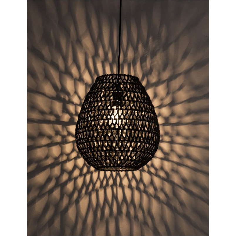 Lampa rattanowa wisząca Lombok czarna | Decolab24