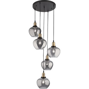 Lampa wisząca Tamigo 5-punktowa | Loftowa lampa szklana czarna