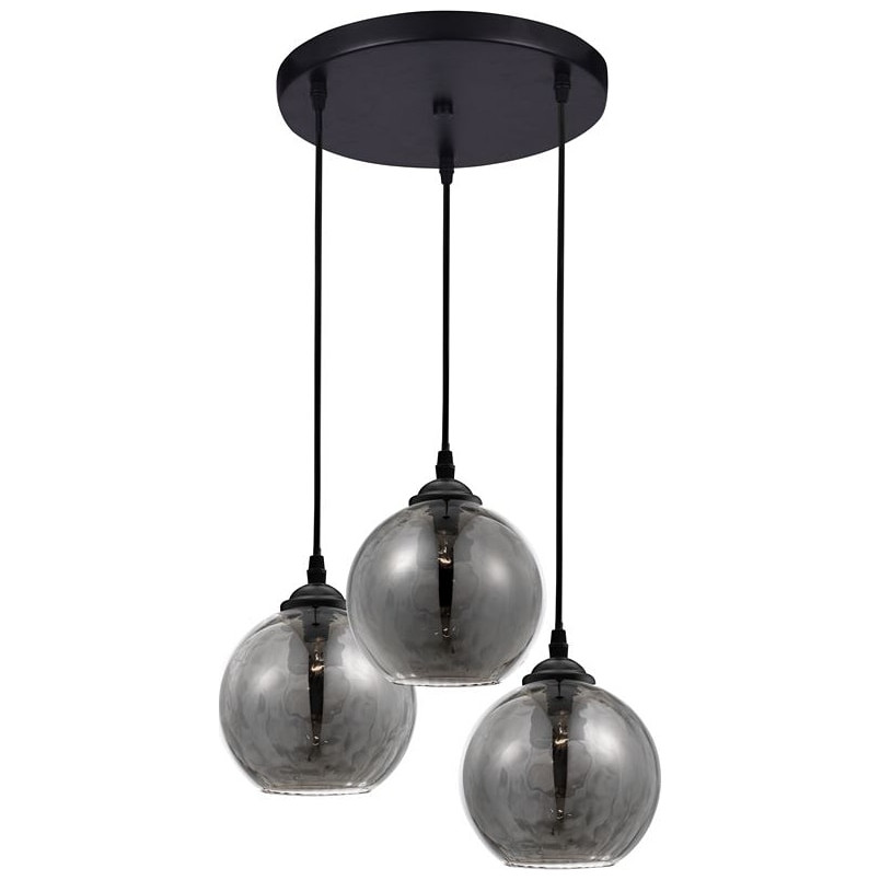 Lampa wisząca Perlage III - czarne szkło, 3 punkty | Decolab24