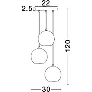 Lampa wisząca Perlage III - czarne szkło, 3 punkty | Decolab24