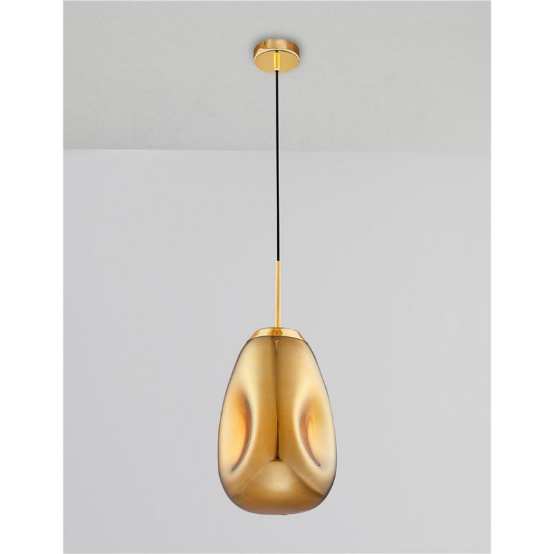 Lampa wisząca szklana złota Crumpled 22,5cm | Decolab24