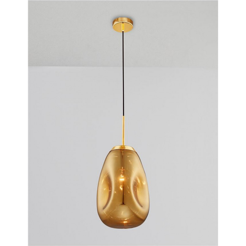 Lampa wisząca szklana złota Crumpled 22,5cm | Decolab24