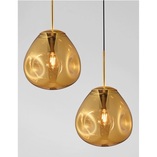 Lampa wisząca szklana Crumpled 25cm złota - Decolab24