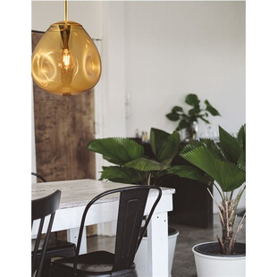 Lampa wisząca szklana Crumpled 25cm złota - Decolab24