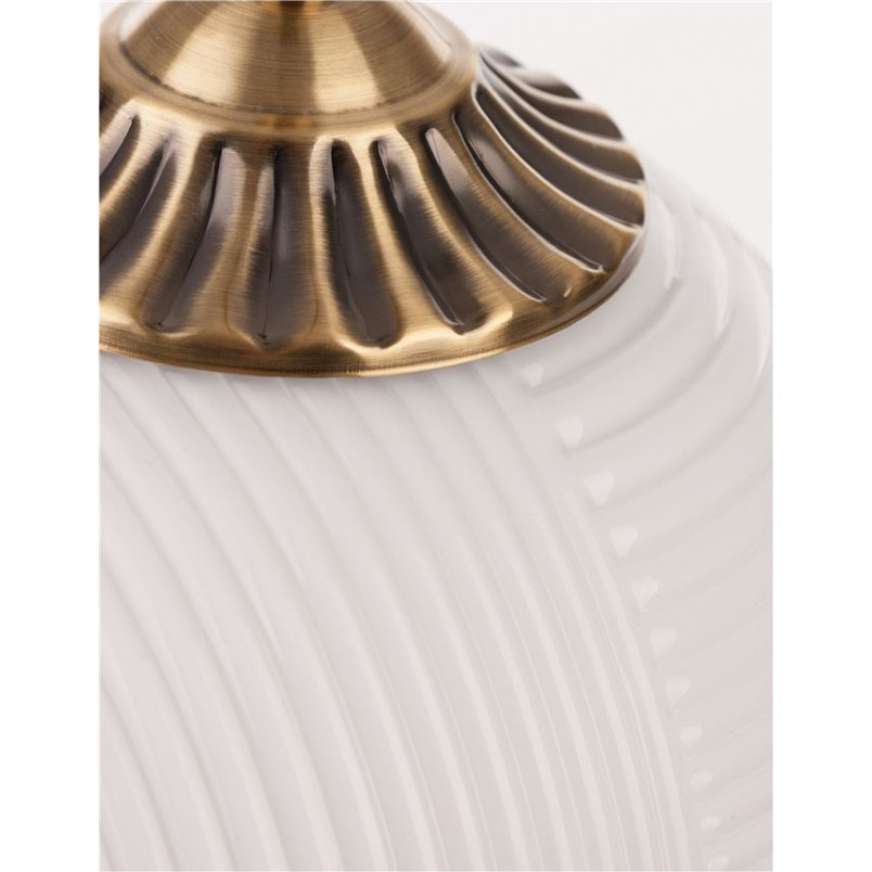 Lampa wisząca szklana glamour Pelota | Biało-mosiężna 22,5cm