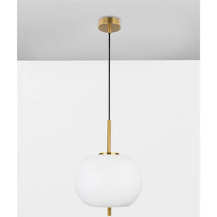 Lampa wisząca szklana glamour Tamo | Biało-mosiężna 30cm