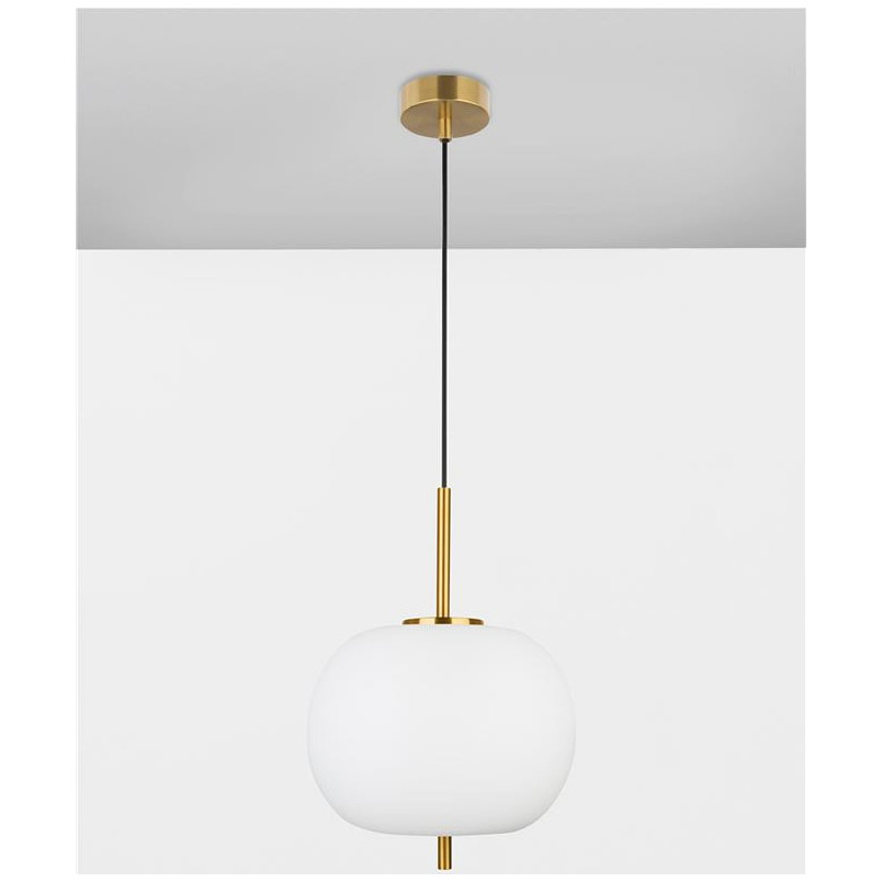 Lampa wisząca szklana glamour Tamo | Biało-mosiężna 30cm