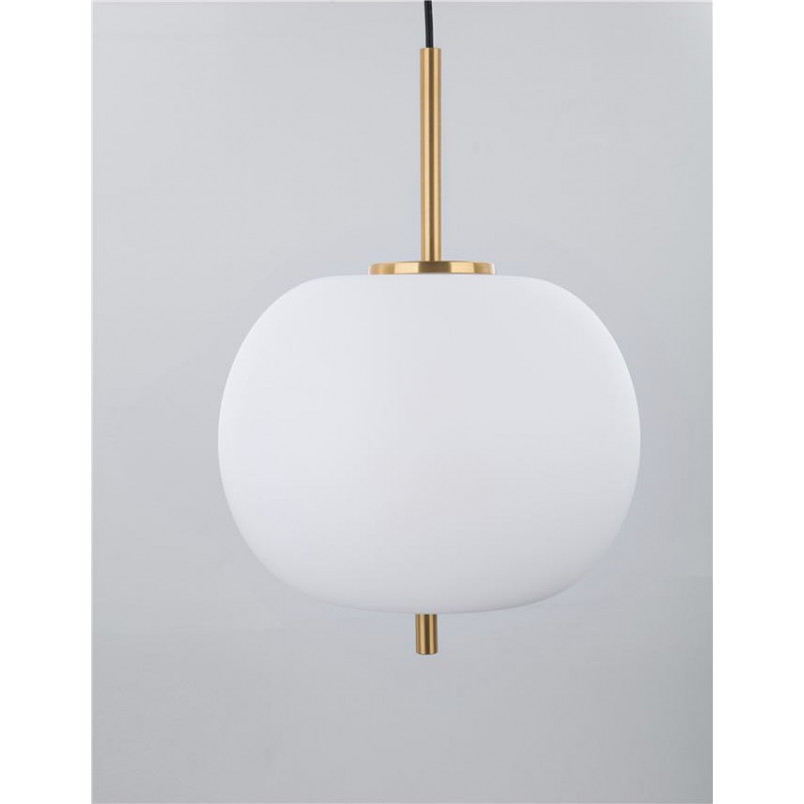 Lampa wisząca szklana glamour Tamo | Biało-mosiężna 30cm