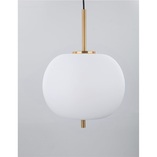 Lampa wisząca szklana glamour Tamo | Biało-mosiężna 30cm