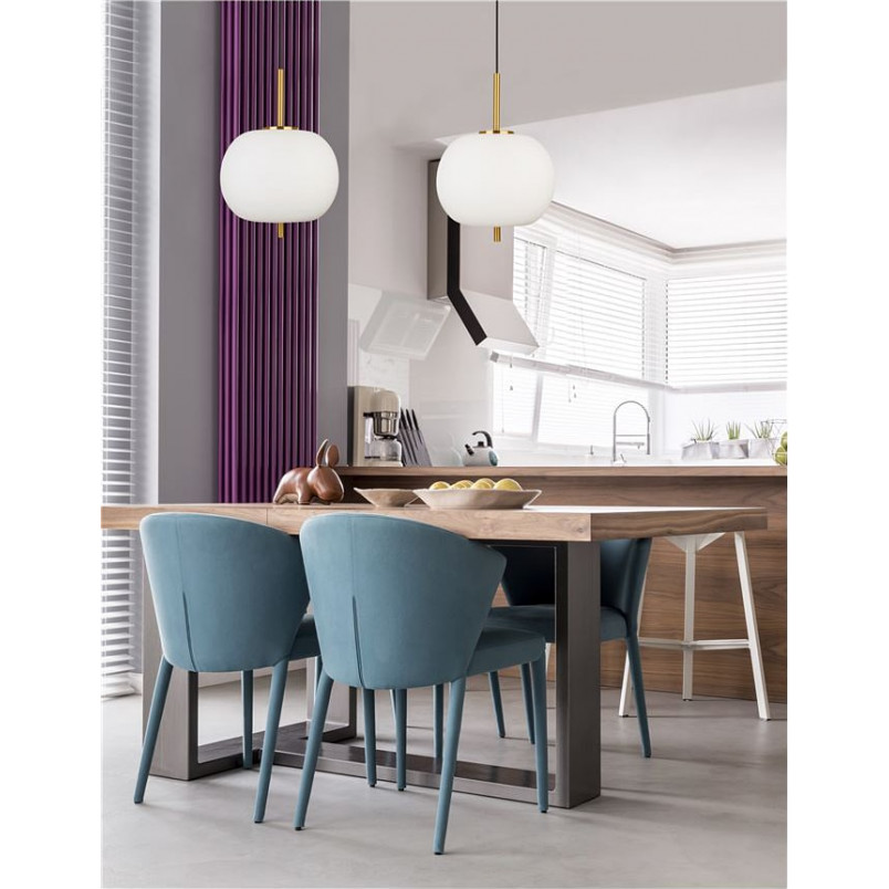 Lampa wisząca szklana glamour Tamo | Biało-mosiężna 30cm