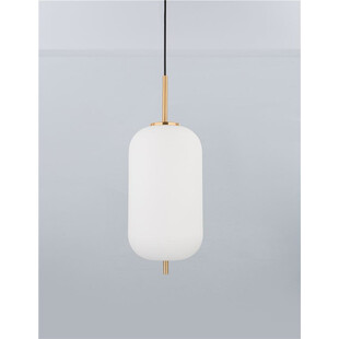 Lampa wisząca szklana glamour Tamo 22 biało-mosiężna