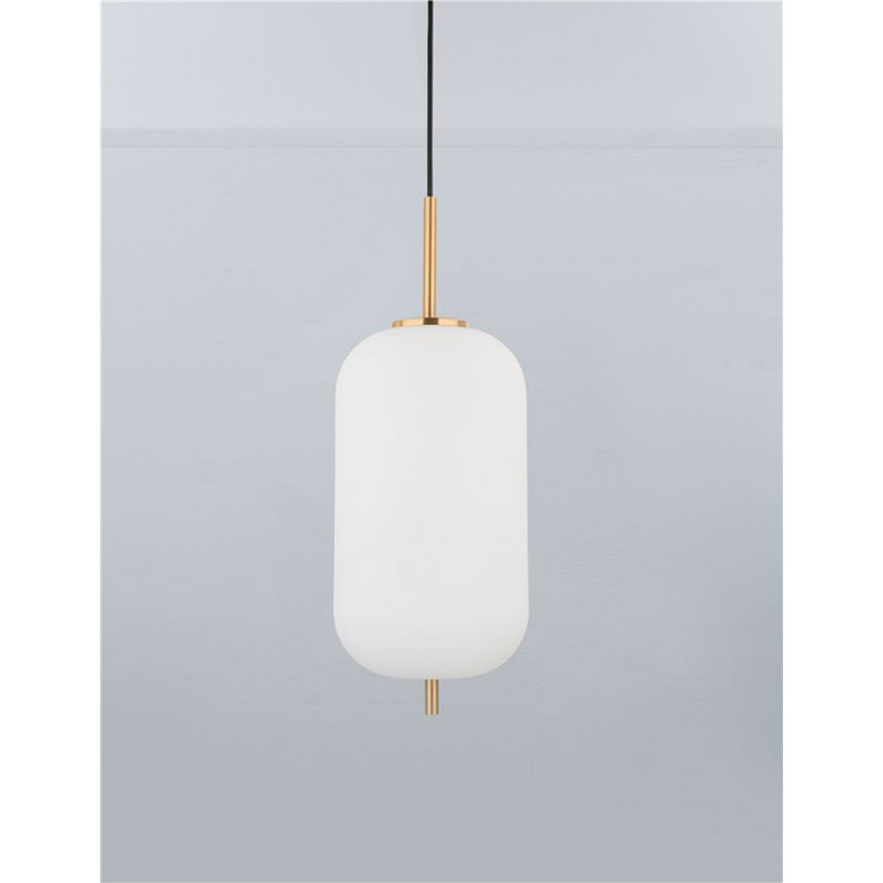 Lampa wisząca szklana biało-złota Tamo 22cm | Decolab24