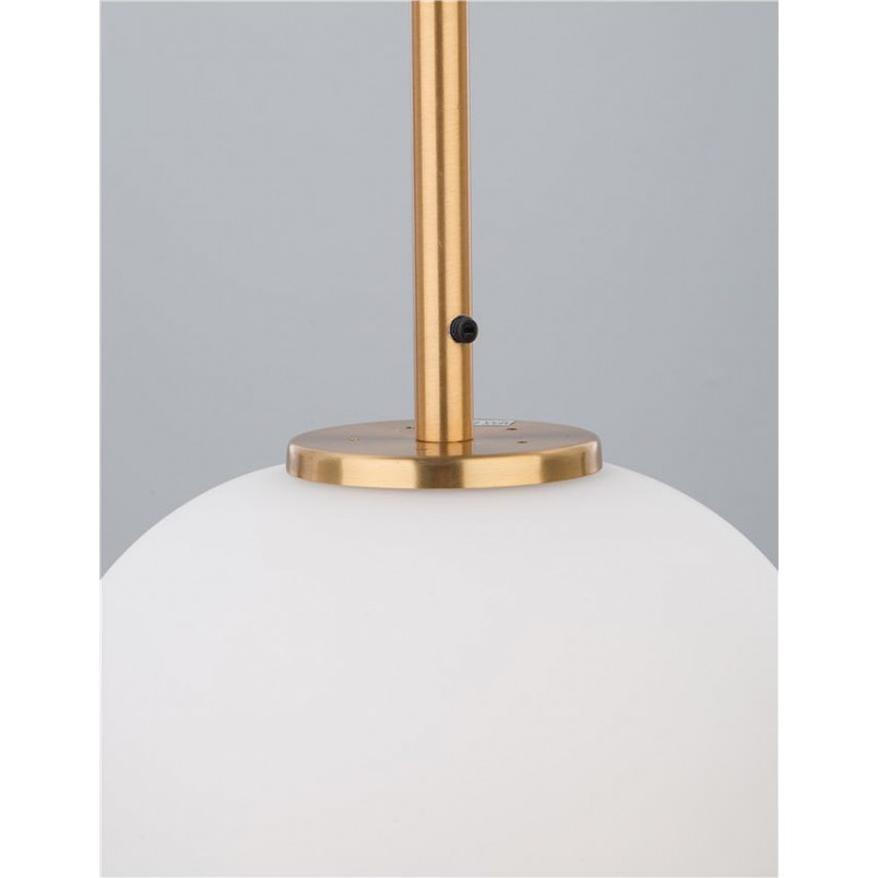 Lampa wisząca szklana glamour Tamo | Biało-mosiężna 27cm