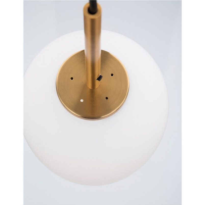Lampa wisząca szklana glamour Tamo | Biało-mosiężna 27cm