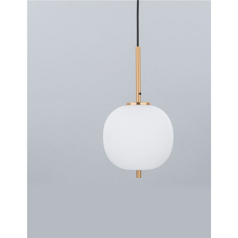 Lampa wisząca szklana Tamo - Biało-mosiężna | Decolab24