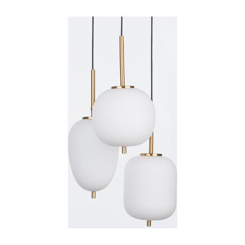 Lampa wisząca szklana Tamo | Biało-złota, 3 punktowa | Decolab24