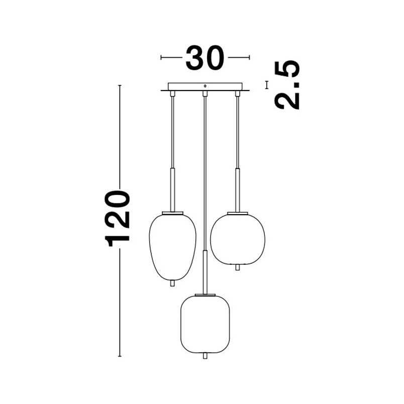 Lampa wisząca szklana Tamo | Biało-złota, 3 punktowa | Decolab24