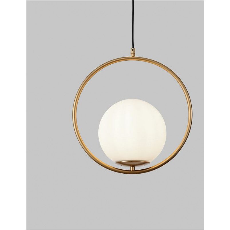 Lampa wisząca szklana kula biało-złota | Decolab24