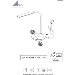 Lampa biurkowa LED Polo biała Trio | Nowoczesne oświetlenie