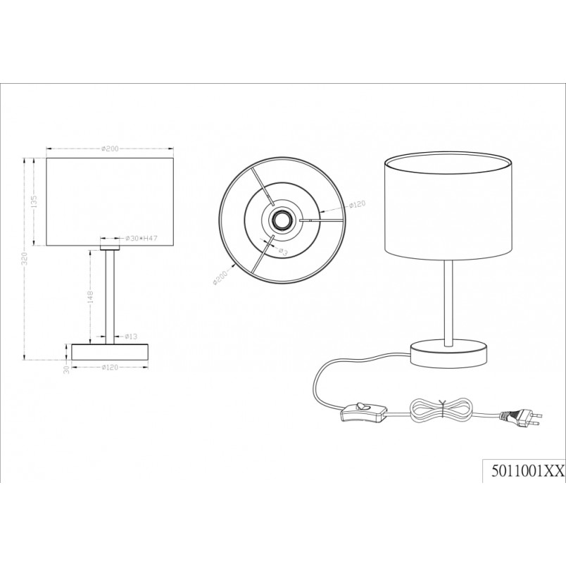 Lampa stołowa Hotel biała Trio | Nocna, elegancki design