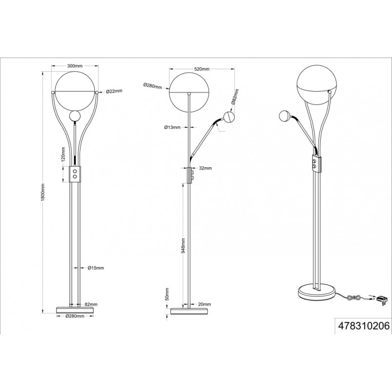Lampa podłogowa Chris chrom Trio - Nowoczesny design i funkcja