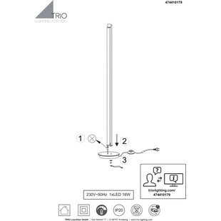 Lampa podłogowa Texel czarna Trio | Nowoczesne oświetlenie